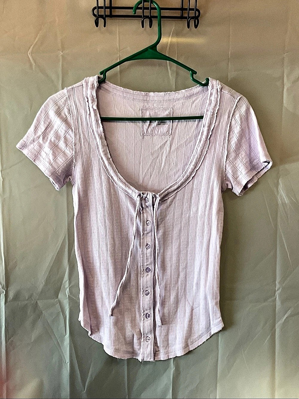Aerie Pink Striped Short Sleeve Top